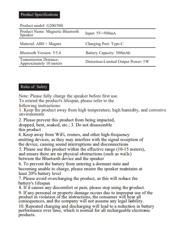 Product Specifications